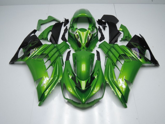 Grün Flamme 2012-2021 Kawasaki ZX14R Motorrad Verkleidungen Grün Flamme 2012-2021 Kawasaki ZX14R Motorrad Verkleidungen