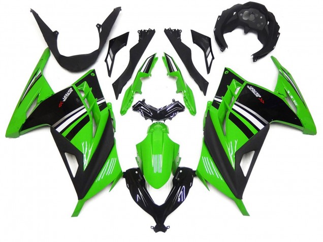 Grün Schwarz & Weiß Glänzend 2013-2018 Kawasaki Ninja 300 Motorrad Verkleidungen Grün Schwarz & Weiß Glänzend 2013-2018 Kawasaki Ninja 300 Motorrad Verkleidungen