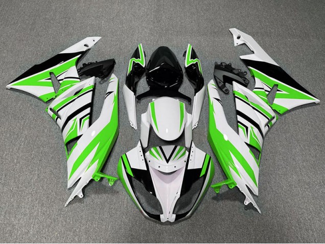 Grün-Weiß & Schwarz Zag 2009-2012 Kawasaki ZX6R Motorrad Verkleidungen Grün-Weiß & Schwarz Zag 2009-2012 Kawasaki ZX6R Motorrad Verkleidungen