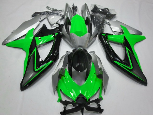 Grün & Silber 2008-2010 Suzuki GSXR 600-750 Motorrad Verkleidungen Grün & Silber 2008-2010 Suzuki GSXR 600-750 Motorrad Verkleidungen
