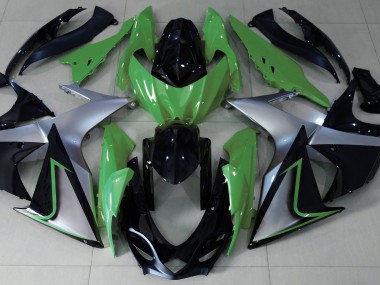 Grün-Silber & Schwarz 2009-2016 Suzuki GSXR 1000 Motorrad Verkleidungen