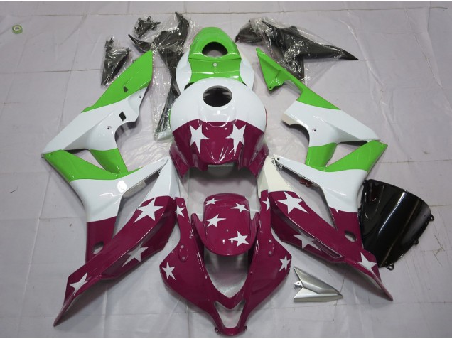 Grüne & Kastanienbraune Sterne & Streifen 2007-2008 Honda CBR600RR Motorrad Verkleidungen Grüne & Kastanienbraune Sterne & Streifen 2007-2008 Honda CBR600RR Motorrad Verkleidungen