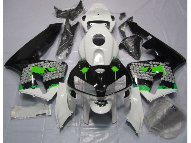 Grüne Spritzer Auf Glänzendem Schwarz 2005-2006 Honda CBR600RR Motorrad Verkleidungen Grüne Spritzer Auf Glänzendem Schwarz 2005-2006 Honda CBR600RR Motorrad Verkleidungen