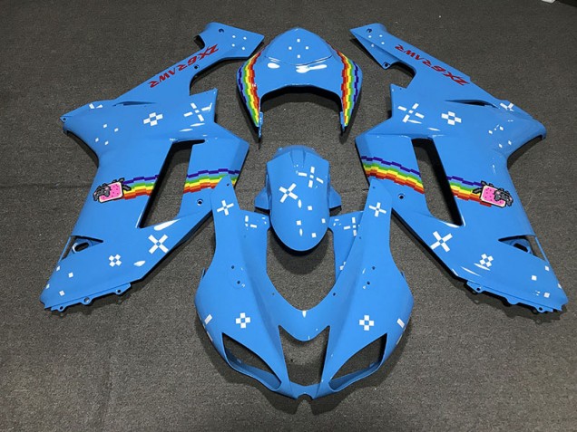 Hellblau Custom 2007-2008 Kawasaki ZX6R Motorrad Verkleidungen Hellblau Custom 2007-2008 Kawasaki ZX6R Motorrad Verkleidungen