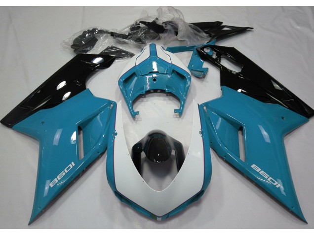 Hellblau & Glänzend Weiß 2007-2014 Ducati 848 1098 1198 Motorrad Verkleidungen Hellblau & Glänzend Weiß 2007-2014 Ducati 848 1098 1198 Motorrad Verkleidungen