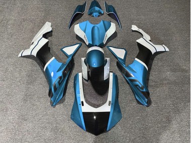 Hellblau & Kohlefaser Akzente 2015-2019 Yamaha R1 Motorrad Verkleidungen