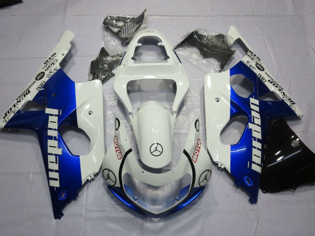 Jordan Blau & Weiß 2000-2002 Suzuki GSXR 1000 Motorrad Verkleidungen Jordan Blau & Weiß 2000-2002 Suzuki GSXR 1000 Motorrad Verkleidungen