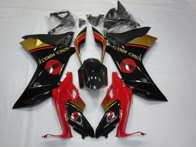 Konica Minolta Rot Schwarz & Gold 2011-2012 Honda CBR600F Motorrad Verkleidungen Konica Minolta Rot Schwarz & Gold 2011-2012 Honda CBR600F Motorrad Verkleidungen