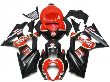 Leuchtend Matt Schwarz Benutzerdefiniert Lucky Strike 2007-2008 Suzuki GSXR 1000 Motorrad Verkleidungen