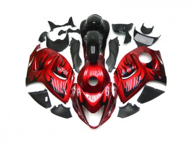 Leuchtend Rot Mit Schwarz Flamme 2008-2020 Suzuki GSXR 1300 Motorrad Verkleidungen