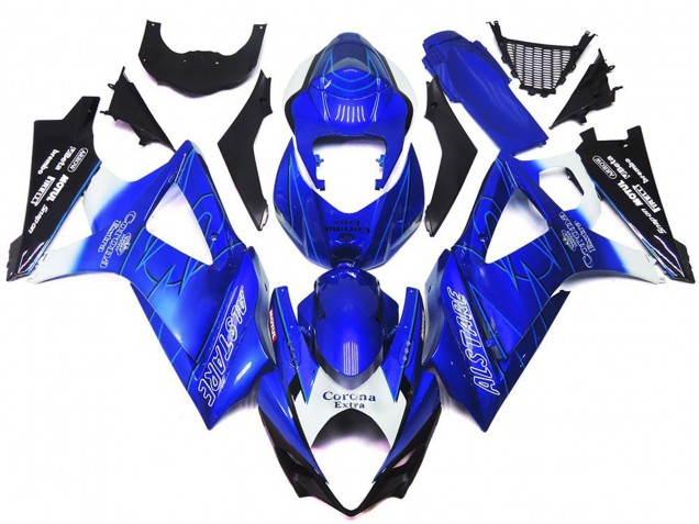 Leuchtendes Blau Mit Weiß Corona 2007-2008 Suzuki GSXR 1000 Motorrad Verkleidungen Leuchtendes Blau Mit Weiß Corona 2007-2008 Suzuki GSXR 1000 Motorrad Verkleidungen