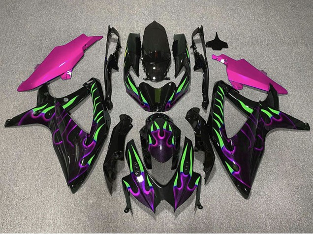 Lila & Grün Flamme 2008-2010 Suzuki GSXR 600-750 Motorrad Verkleidungen Lila & Grün Flamme 2008-2010 Suzuki GSXR 600-750 Motorrad Verkleidungen