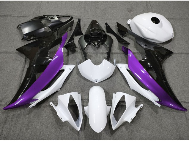 Lila Schwarz & Weiß Nach Maß 2008-2016 Yamaha R6 Motorrad Verkleidungen Lila Schwarz & Weiß Nach Maß 2008-2016 Yamaha R6 Motorrad Verkleidungen