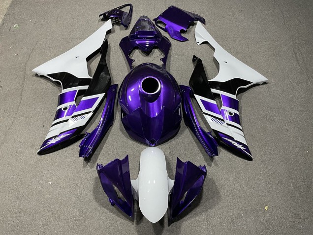 Lila-Schwarz-Weiß-Stil OEM 2008-2016 Yamaha R6 Motorrad Verkleidungen Lila-Schwarz-Weiß-Stil OEM 2008-2016 Yamaha R6 Motorrad Verkleidungen
