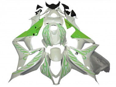 Limettengrün Flamme Auf Weiß 2007-2008 Honda CBR600RR Motorrad Verkleidungen