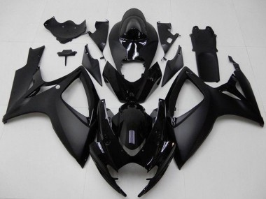 Suzuki GSXR 600/750 Motorrad Verkleidung 2006-2007 - Matt Schwarz Glanzendes Schwarz