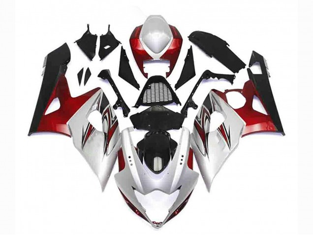 Suzuki GSXR 1000 Motorrad Verkleidung Kit 2005-2006 - Silber Rot Schwarz