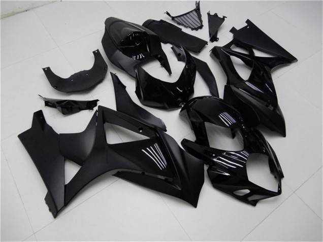 Suzuki GSXR 1000 Motorrad Verkleidung 2007-2008 - Glanzendes Schwarz Matt Schwarz Kein Aufkleber