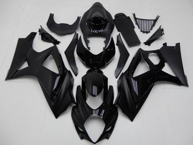 Suzuki GSXR 1000 Motorrad Verkleidung 2007-2008 - Glanzendes Schwarz Matt Schwarz Kein Aufkleber