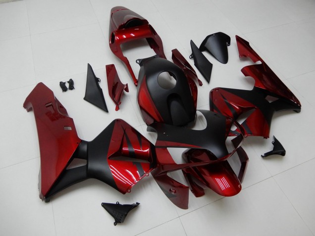 Honda CBR600RR Motorrad Verkleidung 2003-2004 - Rot Matt Schwarz Streifen