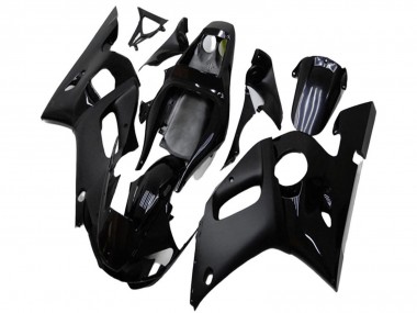 Yamaha YZF R6 Motorrad Verkleidung 1998-2002 - Glanzendes Schwarz Matt Schwarz