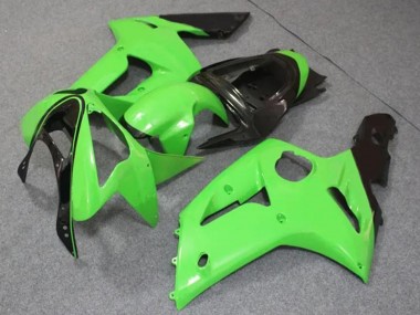 Kawasaki ZX6R Motorrad Verkleidung 2003-2004 - Hellgrun Glanzendes Schwarz