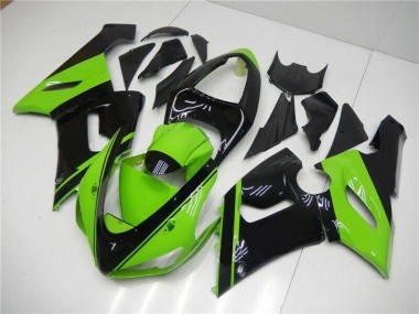 Kawasaki ZX6R Motorrad Verkleidung 2005-2006 - Grun Glanzendes Schwarz