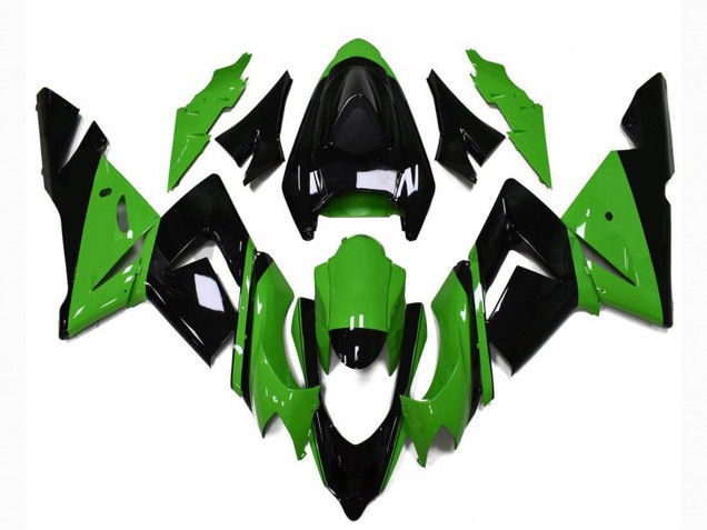 Kawasaki ZX10R Motorrad Verkleidung 2004-2005 - Glanzendes Schwarz Grun