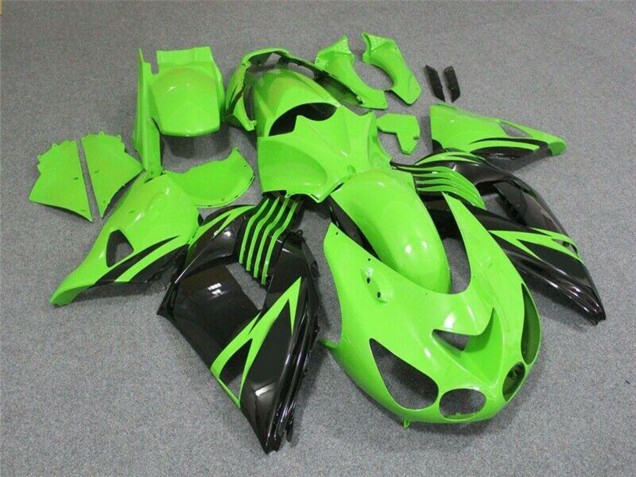 Kawasaki ZX14R ZZR1400 Motorrad Verkleidung 2006-2011 - Grun Glanzendes Schwarz