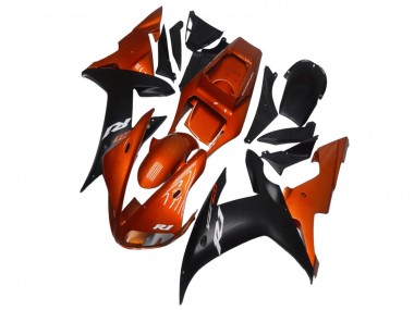 Yamaha YZF R1 Motorrad Verkleidung 2002-2003 - Orange Matt Schwarz