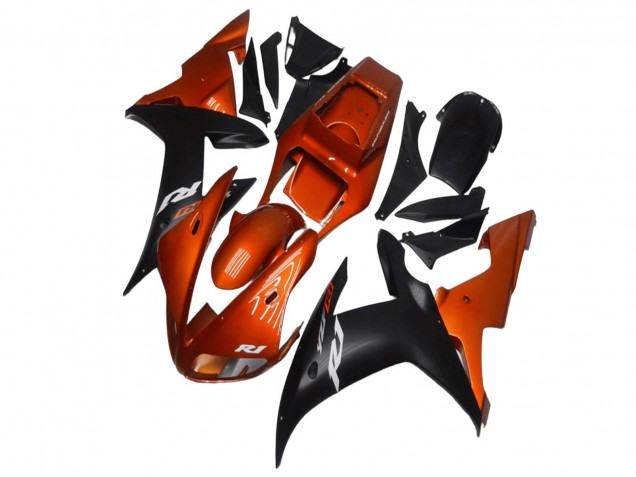 Yamaha YZF R1 Motorrad Verkleidung 2002-2003 - Orange Matt Schwarz