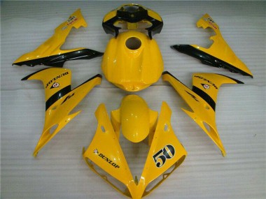 Yamaha YZF R1 Motorrad Verkleidung 2004-2006 - Gelb Glanzendes Schwarz Dunlop 50