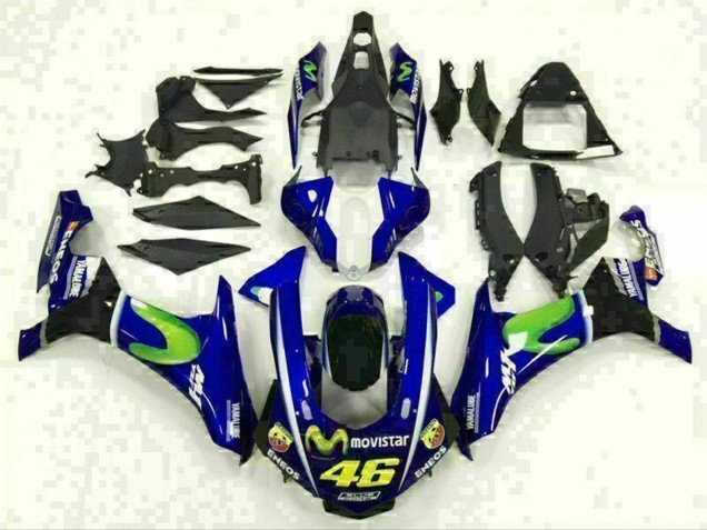 Yamaha YZF R1 Motorrad Verkleidung 2015-2019 - Blau Silber Schwarz Grun MoviStar