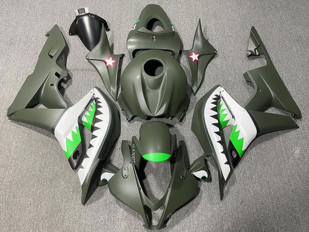 Honda CBR600RR Motorrad Verkleidung 2007-2008 - Armee Grun Weiss Grun Hai