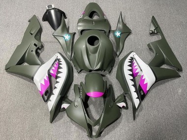 Honda CBR600RR Motorrad Verkleidung 2007-2008 - Armee Grun Weiss Rosa Hai