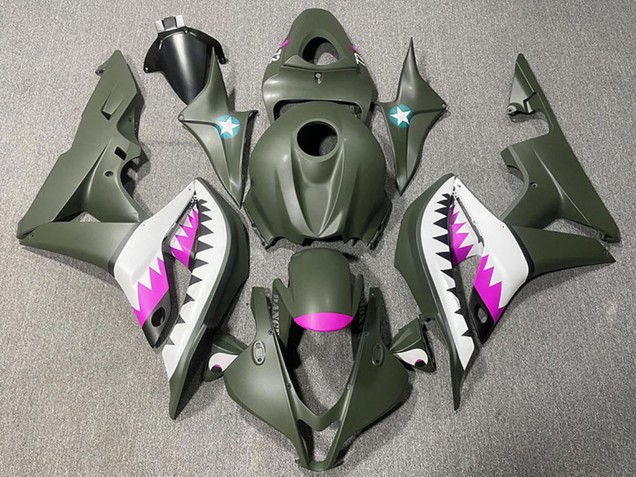 Honda CBR600RR Motorrad Verkleidung 2007-2008 - Armee Grun Weiss Rosa Hai