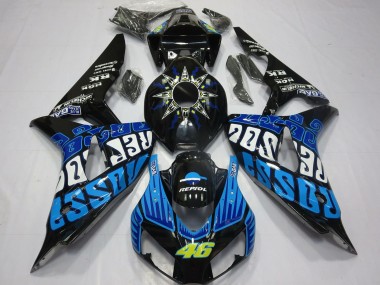 Honda CBR1000RR Motorrad Verkleidung 2006-2007 - Glanzendes Schwarz Blau Rossi 46