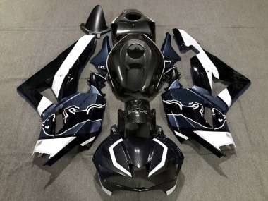 Honda CBR600RR Motorrad Verkleidung 2013-2023 - Schwarzer Carbonfaser Stil Weiss blau Bull