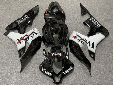 Honda CBR600RR Motorrad Verkleidung 2007-2008 - Glanzendes Schwarz Weiss West Stil