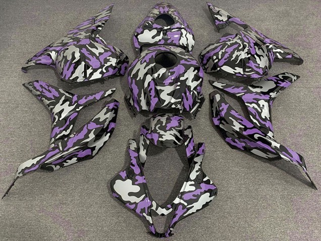 Honda CBR600RR Motorrad Verkleidung 2009-2012 - Lila Silber Camouflage