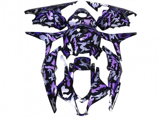 Honda CBR600RR Motorrad Verkleidung 2009-2012 - Lila Silber Camouflage