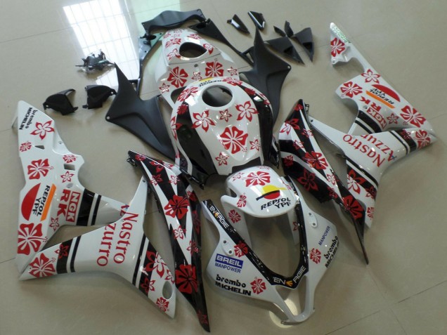 Honda CBR600RR Motorrad Verkleidung 2007-2008 - Weiss Rot Schwarz Nastro Azzurro