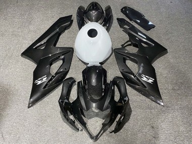 Suzuki GSXR 1000 Motorrad Verkleidung 2005-2006 - Carbonfaser Stil Glanzendes Weiss
