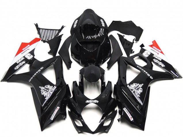 Suzuki GSXR 1000 Motorrad Verkleidung 2007-2008 - Glanzendes Schwarz Weiss Rot