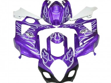 Suzuki GSXR 1000 Motorrad Verkleidung 2007-2008 - Lila Weiss Flamme
