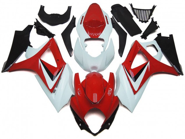 Suzuki GSXR 1000 Motorrad Verkleidung 2007-2008 - Weiss Rot Schwarz OEM Stil