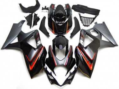 Suzuki GSXR 1000 Motorrad Verkleidung 2007-2008 - Glanzendes Schwarz Rot Silber