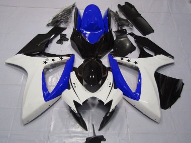 Suzuki GSXR 600 / GSXR 750 Motorrad Verkleidung 2006-2007 - Weiss Blau Glanzendes Schwarz Stern
