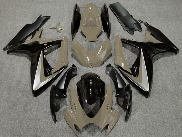 Suzuki GSXR 600 / GSXR 750 Motorrad Verkleidung 2006-2007 - Wustenbraun Silber Glanzendes Schwarz OEM Stil