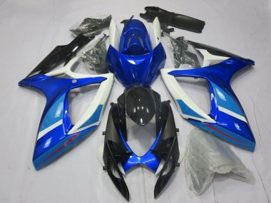 Suzuki GSXR 600 / GSXR 750 Motorrad Verkleidung 2006-2007 - Weiss Blau Glanzendes Schwarz